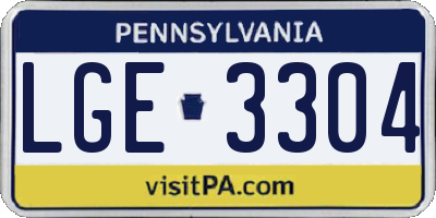 PA license plate LGE3304