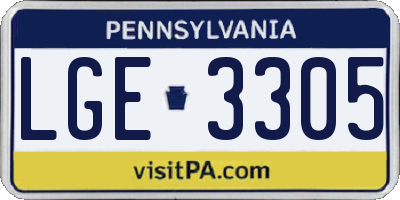 PA license plate LGE3305