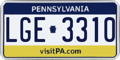 PA license plate LGE3310