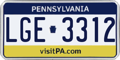 PA license plate LGE3312