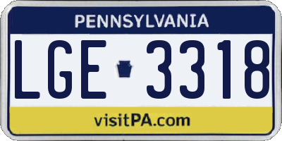 PA license plate LGE3318