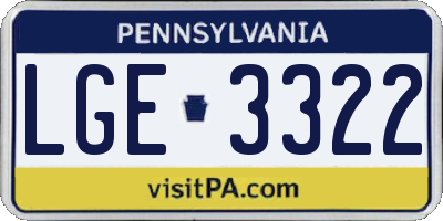 PA license plate LGE3322