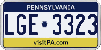 PA license plate LGE3323
