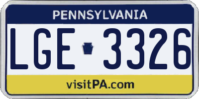 PA license plate LGE3326