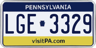 PA license plate LGE3329