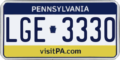 PA license plate LGE3330
