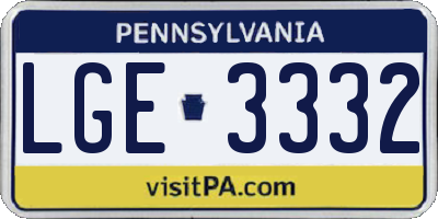 PA license plate LGE3332