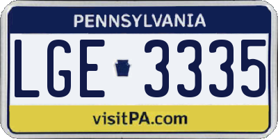 PA license plate LGE3335