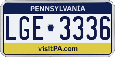PA license plate LGE3336