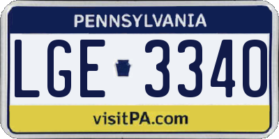 PA license plate LGE3340