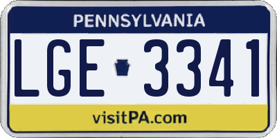PA license plate LGE3341
