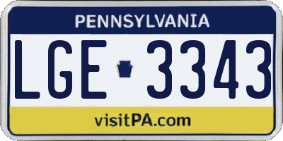 PA license plate LGE3343