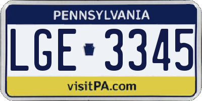 PA license plate LGE3345