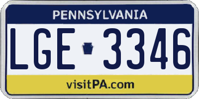 PA license plate LGE3346