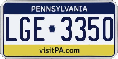 PA license plate LGE3350