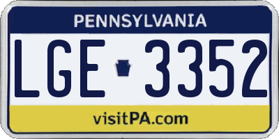 PA license plate LGE3352