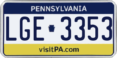 PA license plate LGE3353