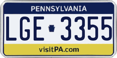 PA license plate LGE3355
