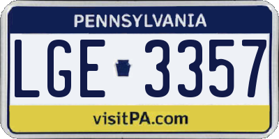 PA license plate LGE3357