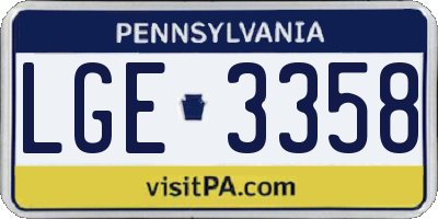 PA license plate LGE3358