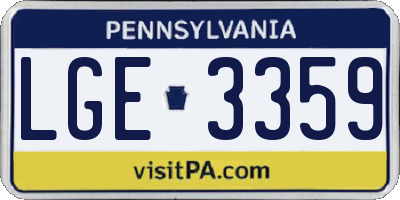 PA license plate LGE3359