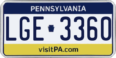PA license plate LGE3360
