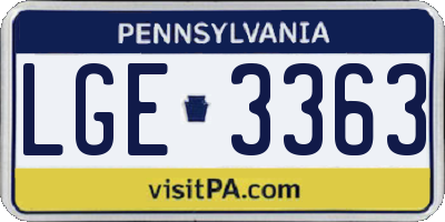 PA license plate LGE3363