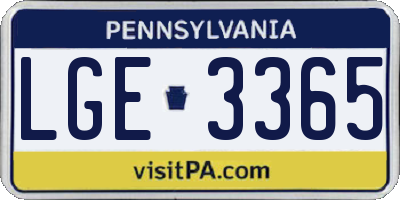 PA license plate LGE3365