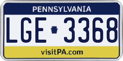 PA license plate LGE3368