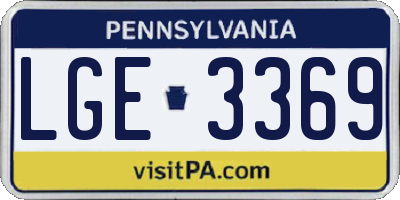 PA license plate LGE3369