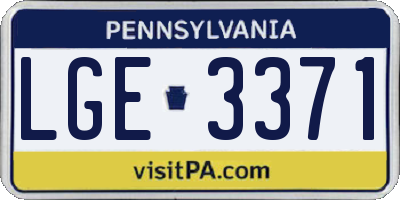 PA license plate LGE3371