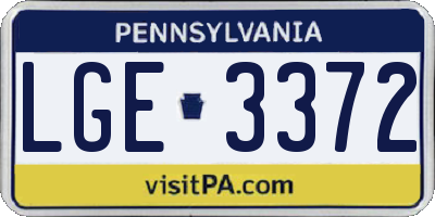 PA license plate LGE3372