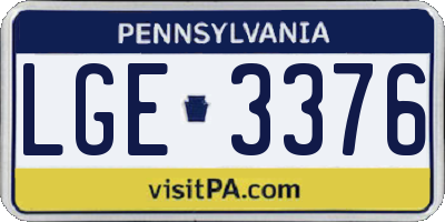 PA license plate LGE3376