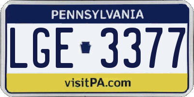 PA license plate LGE3377