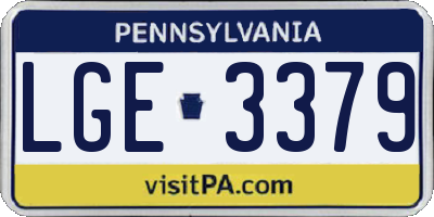 PA license plate LGE3379