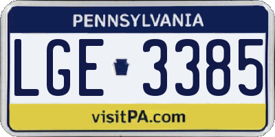 PA license plate LGE3385
