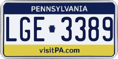PA license plate LGE3389