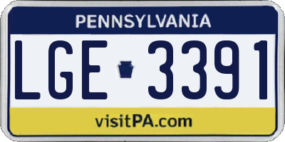 PA license plate LGE3391