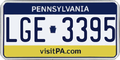 PA license plate LGE3395