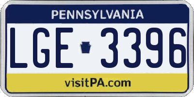 PA license plate LGE3396