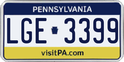 PA license plate LGE3399