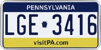 PA license plate LGE3416