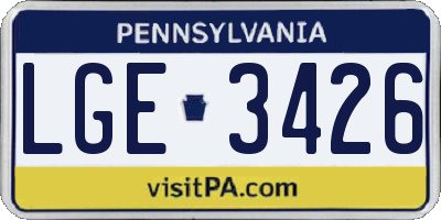 PA license plate LGE3426