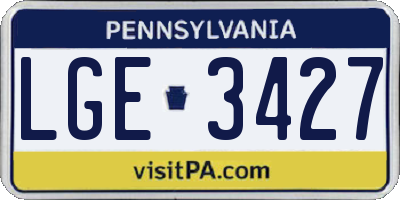 PA license plate LGE3427