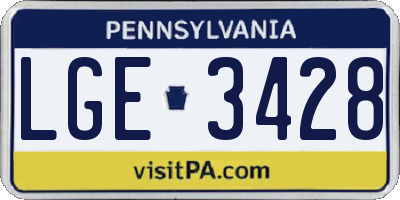 PA license plate LGE3428