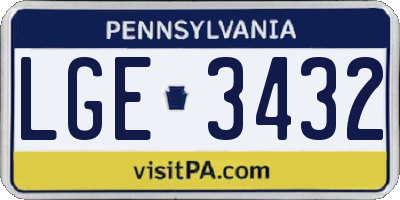 PA license plate LGE3432