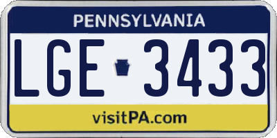 PA license plate LGE3433