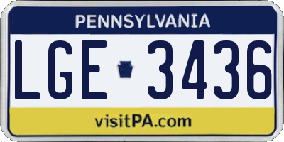 PA license plate LGE3436