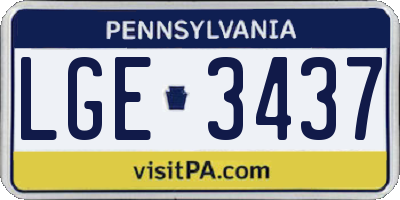 PA license plate LGE3437