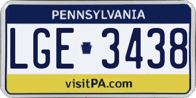 PA license plate LGE3438